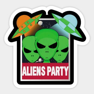 Aliens Party Sticker